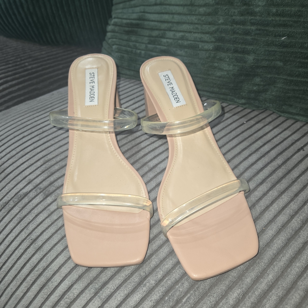 Steve Madden Blush Heels with Clear Straps